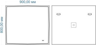 Зеркало с подсветкой и подогревом Art&Max Firenze 90x80см AM-Fir-900-800-DS-F-H